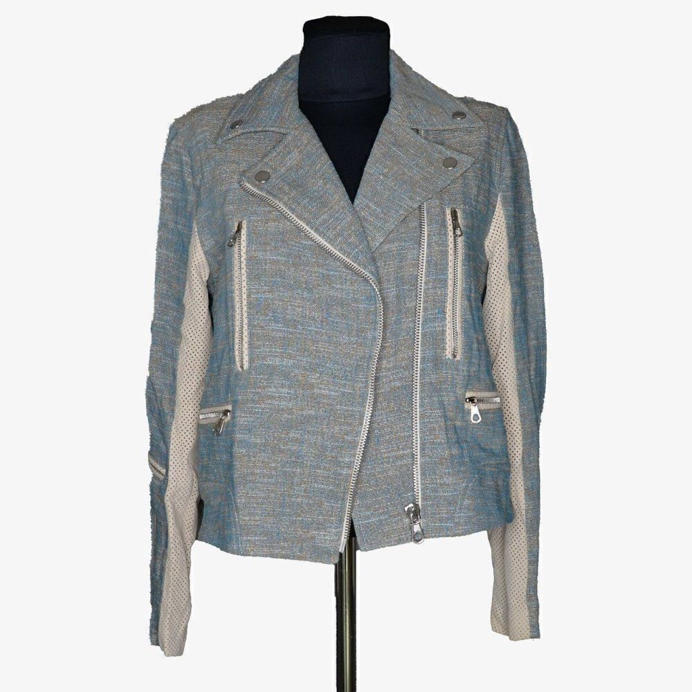 Rag & Bone Tweed/Leather Moto Jacket Sz 2 - Picture 2 of 7